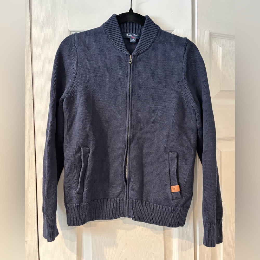 Brooks Brothers Zip Up Navy Blue Boys Sweater. Size Medium.